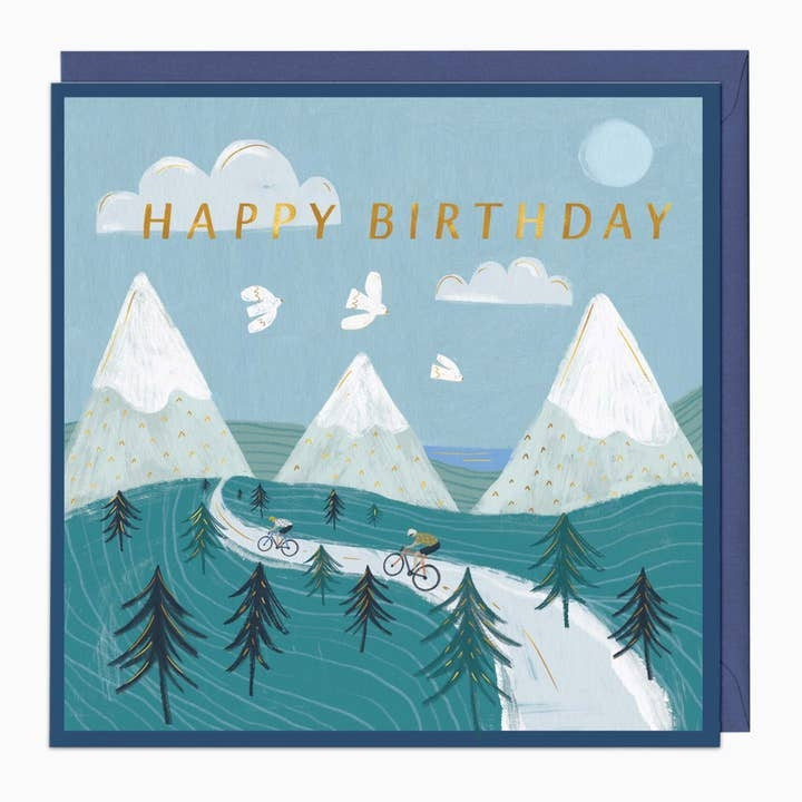 Cycling In The Mountains Birthday Card