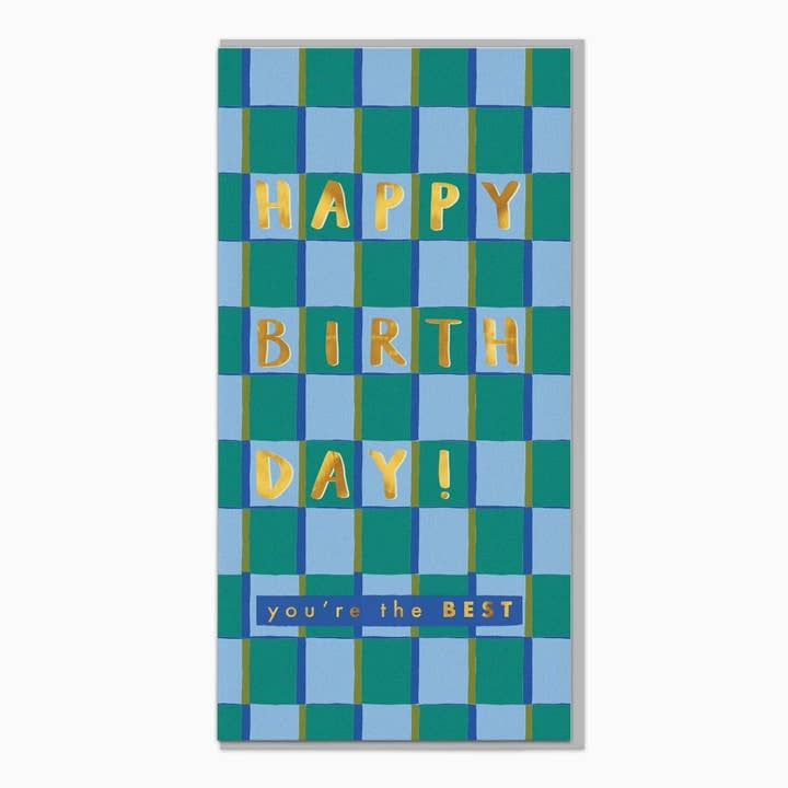 Tall Checkered Birthday Card