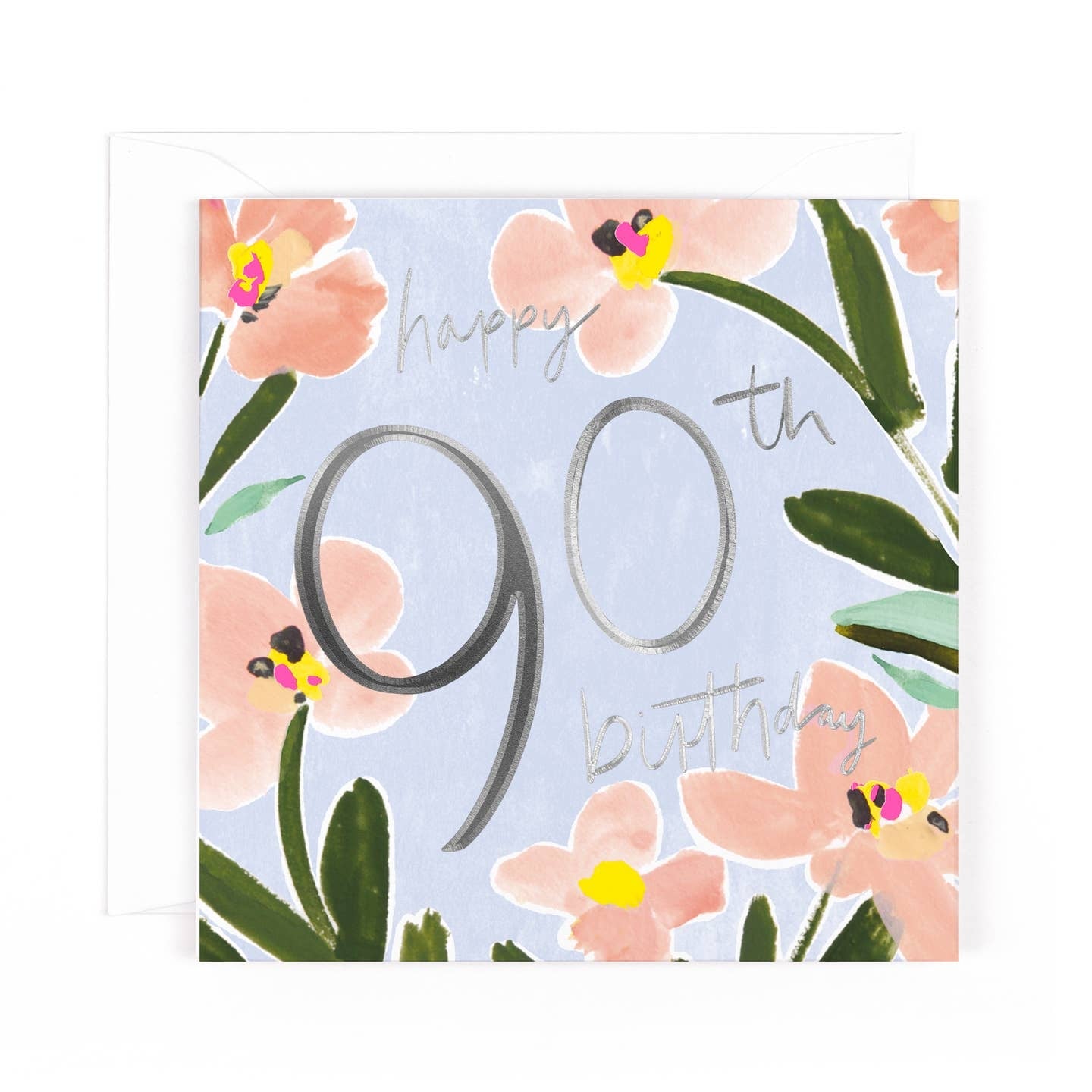 90th Floral Age Birthday Card