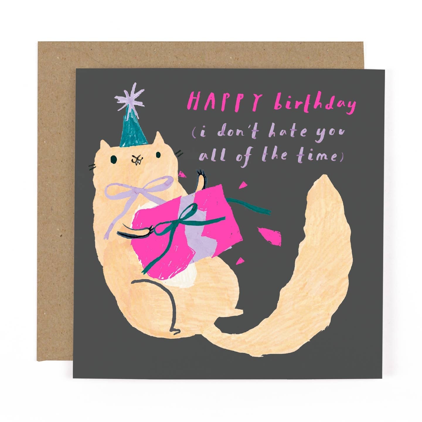 Cat & Present Birthday Card
