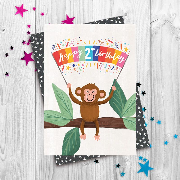 Two Monkey Age Birthday Card