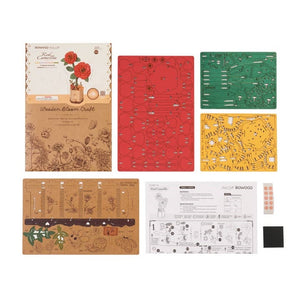 DIY 3D Wooden Flower Puzzle | Red Camellia