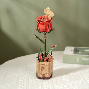 DIY 3D Wooden Flower Puzzle | Red Rose