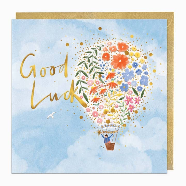 Floral Balloon Good Luck Card