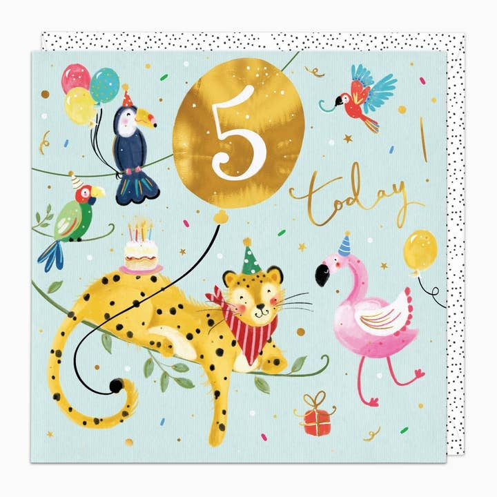 5th Cheetah Age Birthday Card