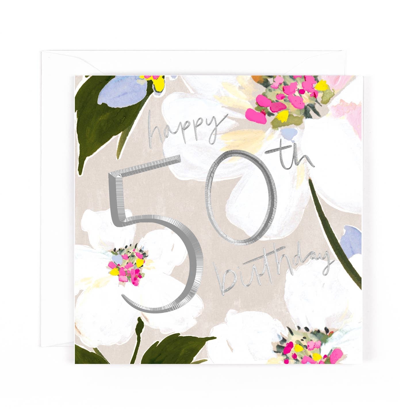 50th Floral Age Birthday Card