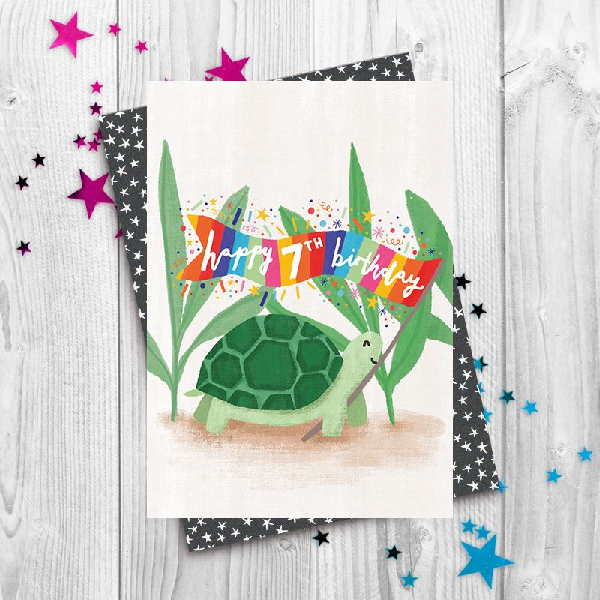7th Turtle Age Birthday Card