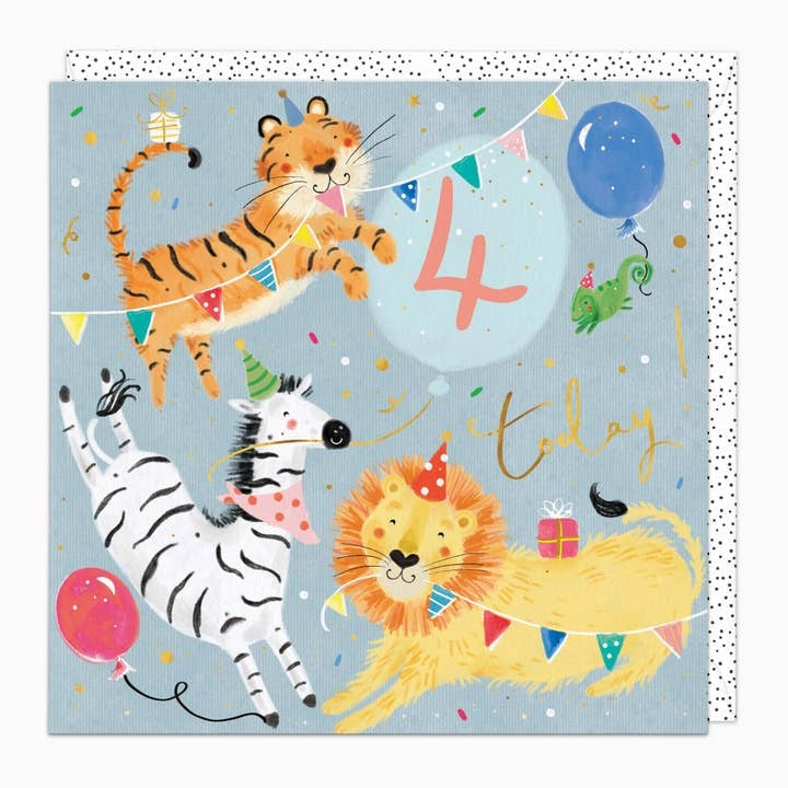 4th Zebra Age Birthday Card