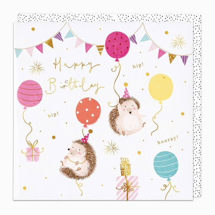 Hedgehog Balloon Party Birthday Card
