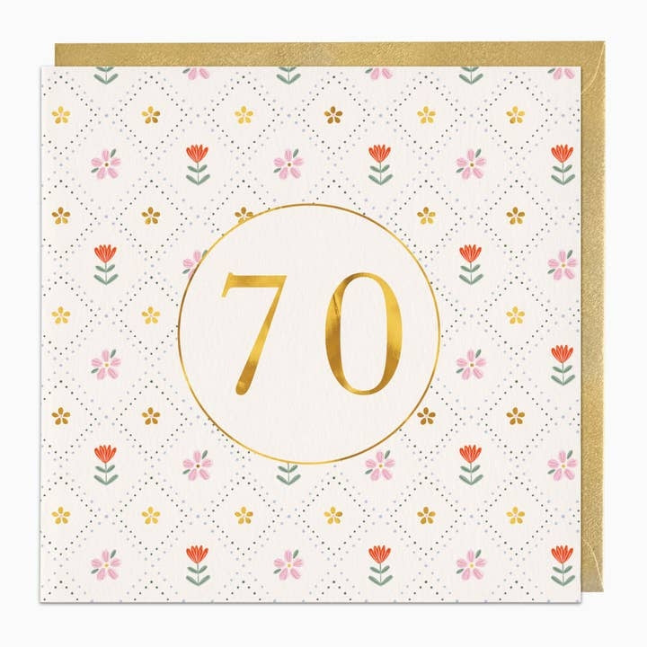 Floral 70 Age Birthday Card