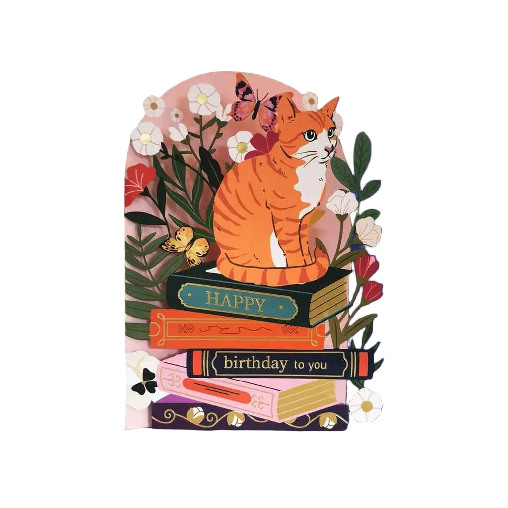 Book Kitty Birthday Card