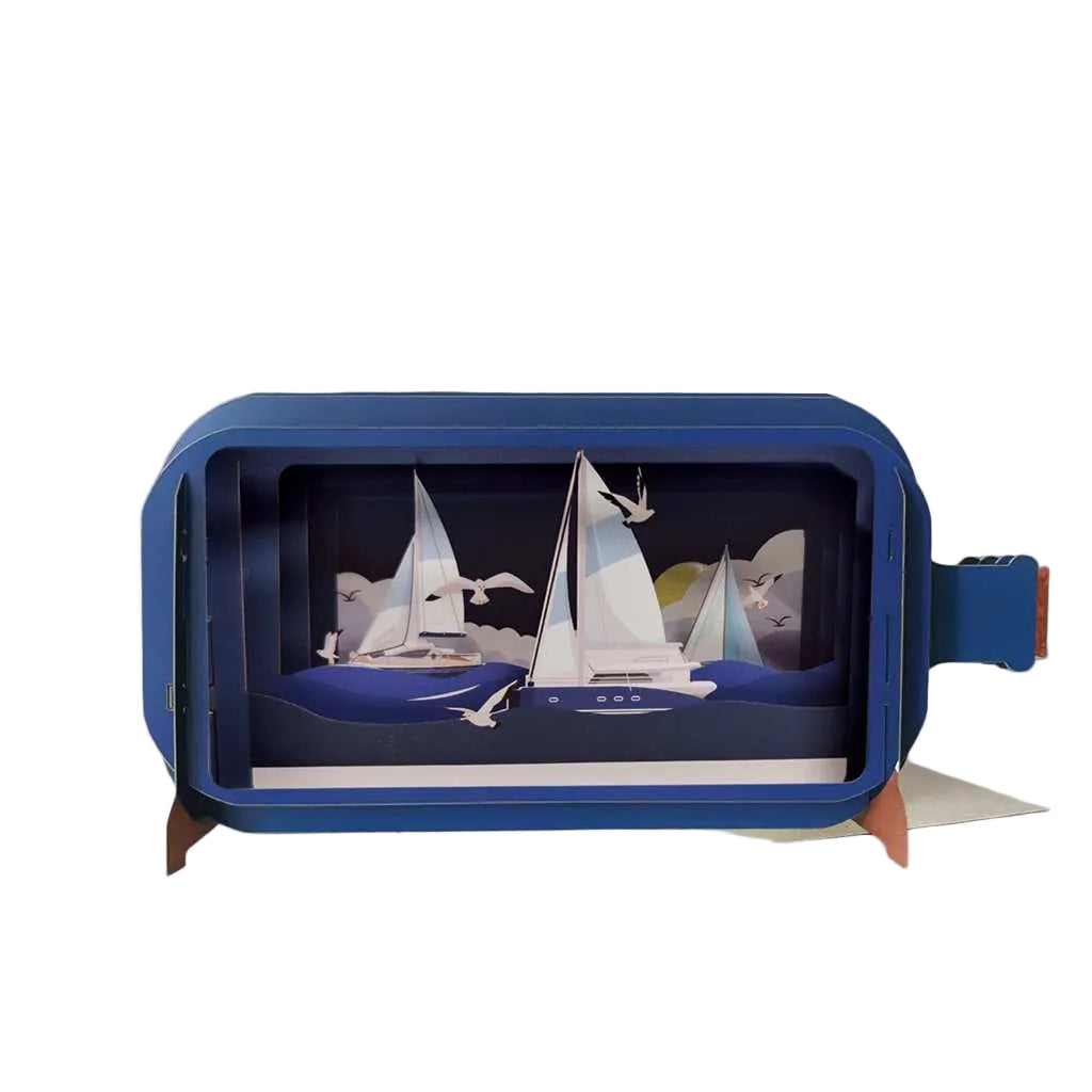 Sail Boats Message In A Bottle Pop Up Card
