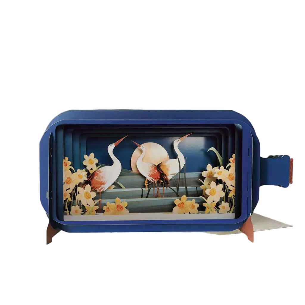 Sunrise Cranes Message In A Bottle Pop Up Card