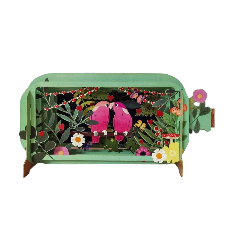 Love Birds Message In A Bottle Pop Up Card