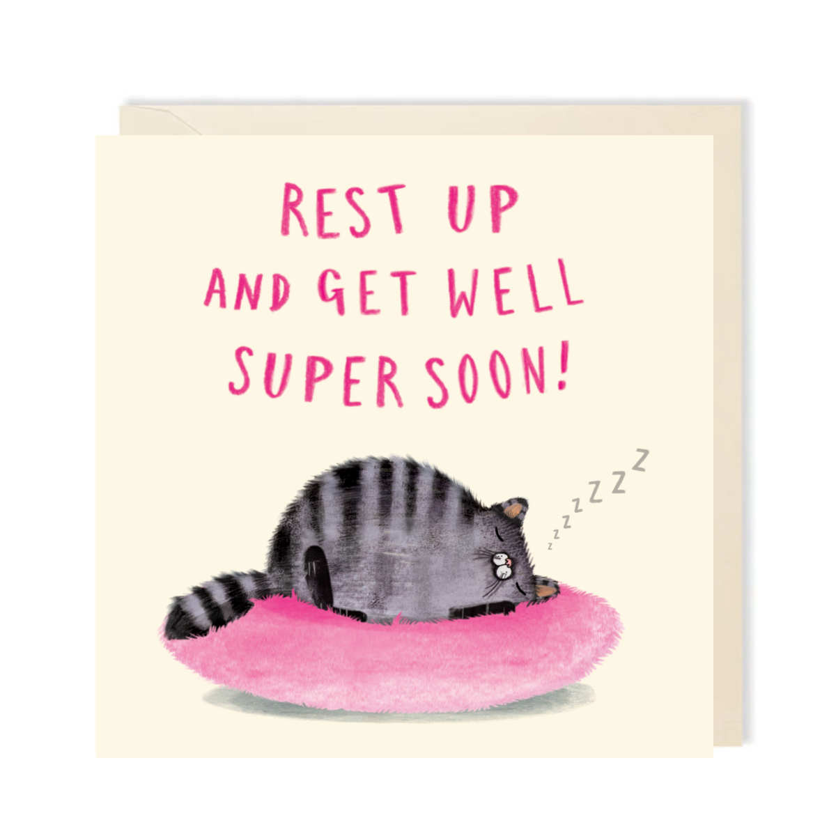 Grey Cat Get Well Card