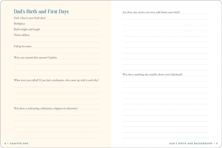 Dad's Story Keepsake Memory Journal