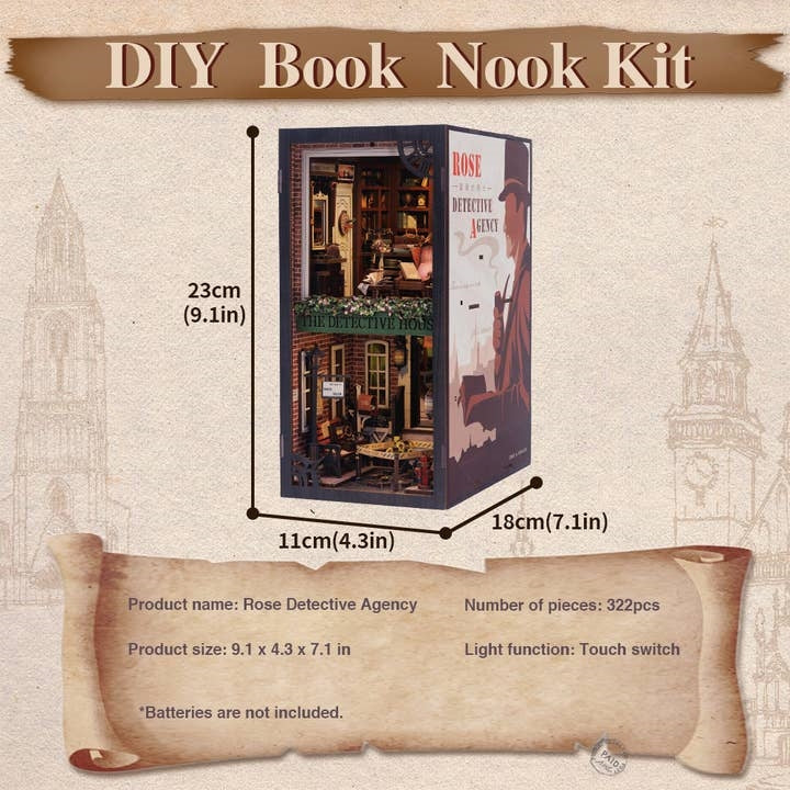 Miniature Diy Kit Book Nook | Rose Detective Agency