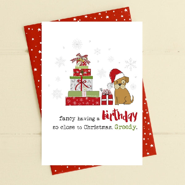 Birthday Dog Christmas Card
