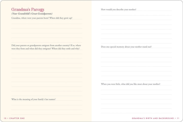 Grandma's Story Keepsake Memory Journal