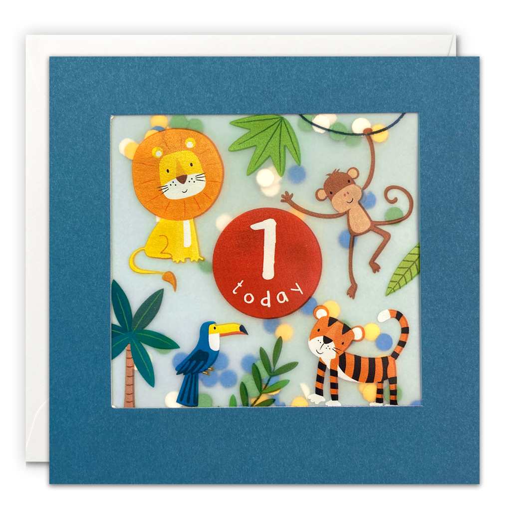 1 Today Blue Animals Age Birthday Card