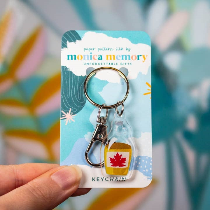 Paper Pattern Silk Acrylic Keychain | Maple Syrup