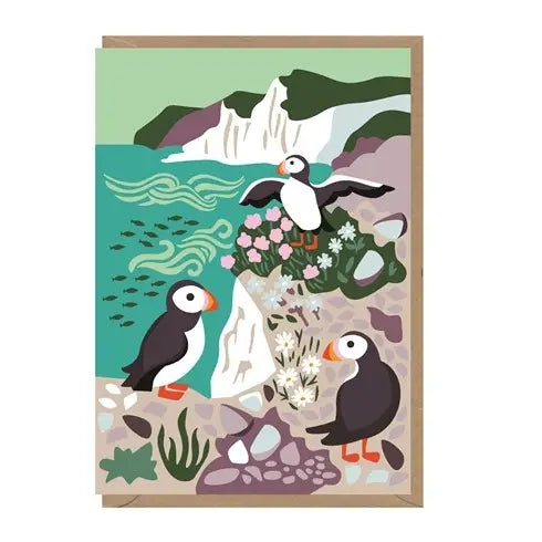 Puffins Blank Art Card