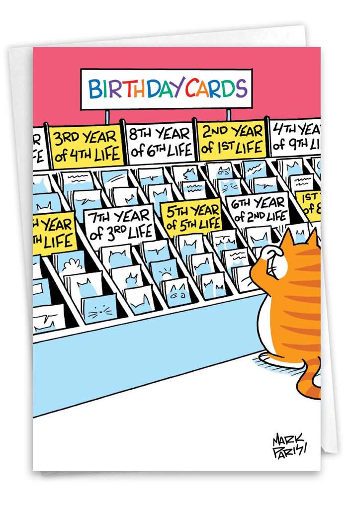 Cat Lives Birthday Card