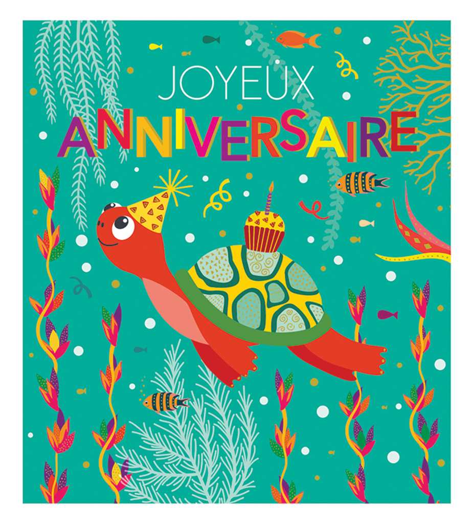 Joyeux Anniversaire Tortue French Birthday Card