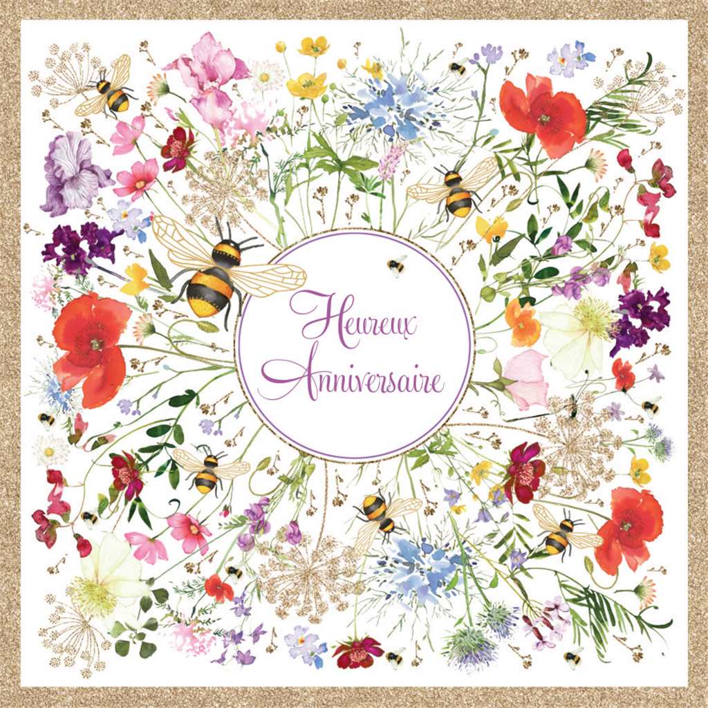 Heureux Anniversaire Abeille French Birthday Card
