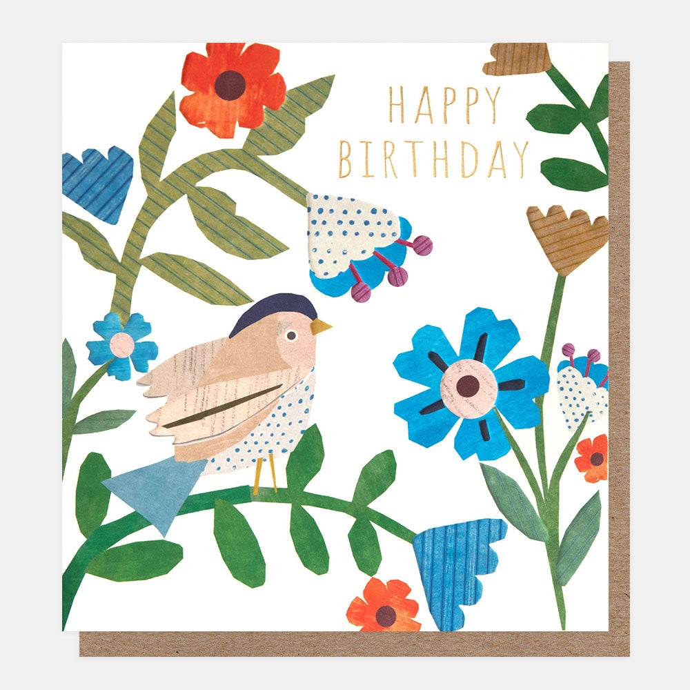Bird And Flower Birthday Card