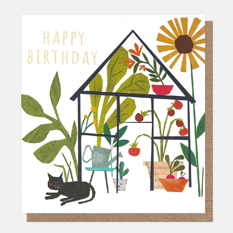 Greenhouse Cat Birthday Card