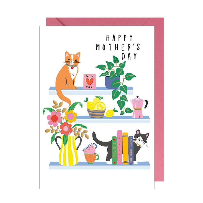 Cats On Shelf Mother's Day Card