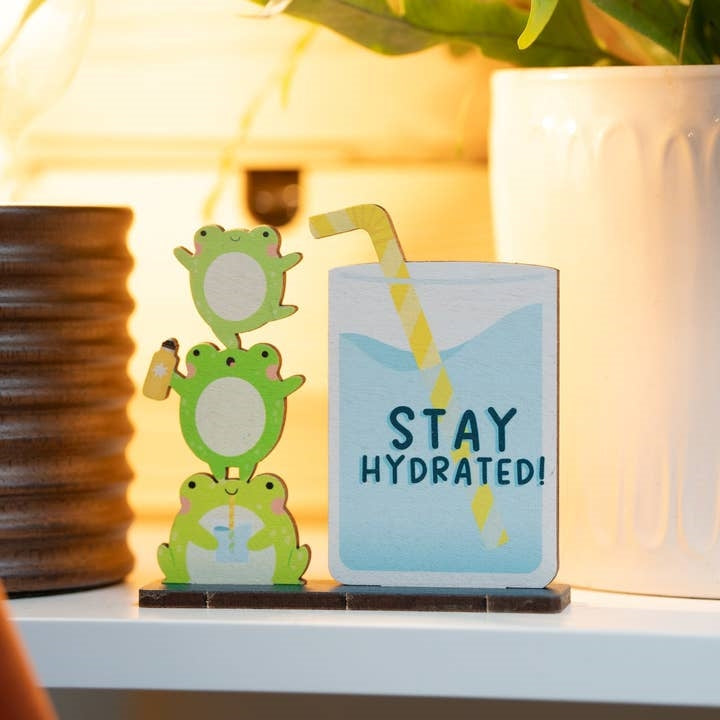 Dapple & Dot Wooden Pop Out Card | Stay Hydrated Frog