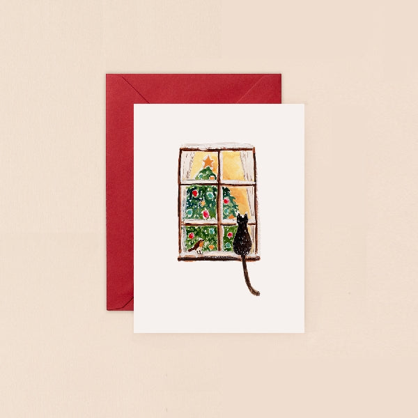 Window Cat Christmas Card