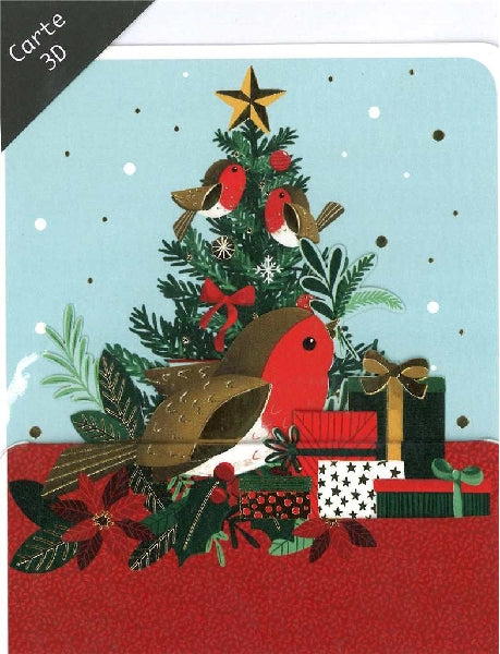 Tree Robins 3D Christmas Card
