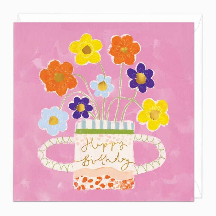 Mug Of Flowers Birthday Card