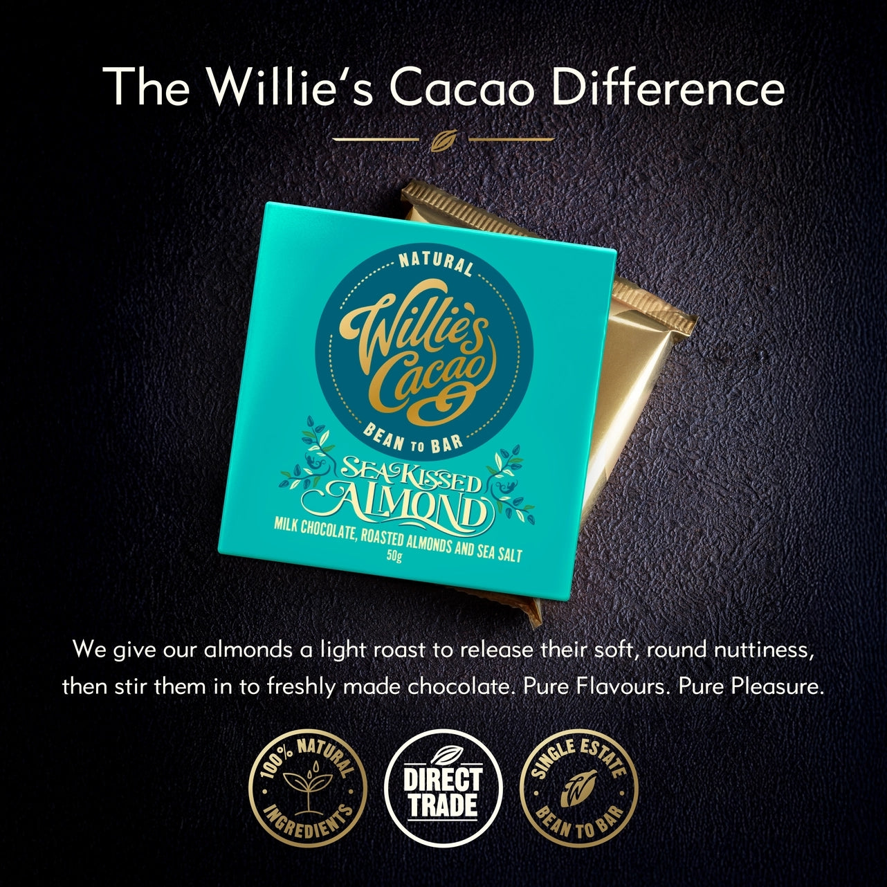 Willie's Cacao 50g Bar | Sea Kissed Almond