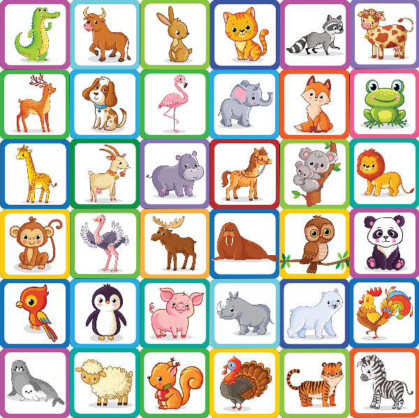 Animals Memory Match Game