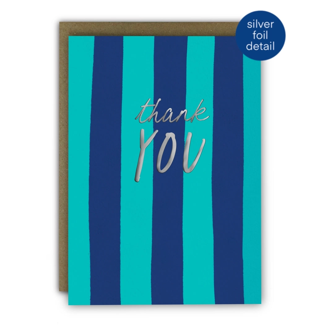 Blue Stripes Thank You Card