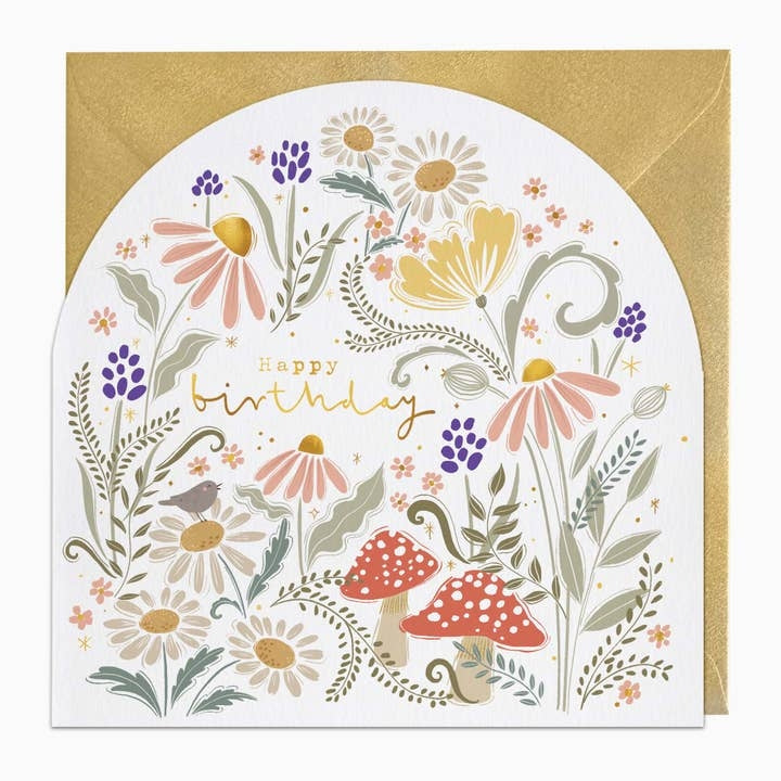 Mushroom Bluebells Birthday Card