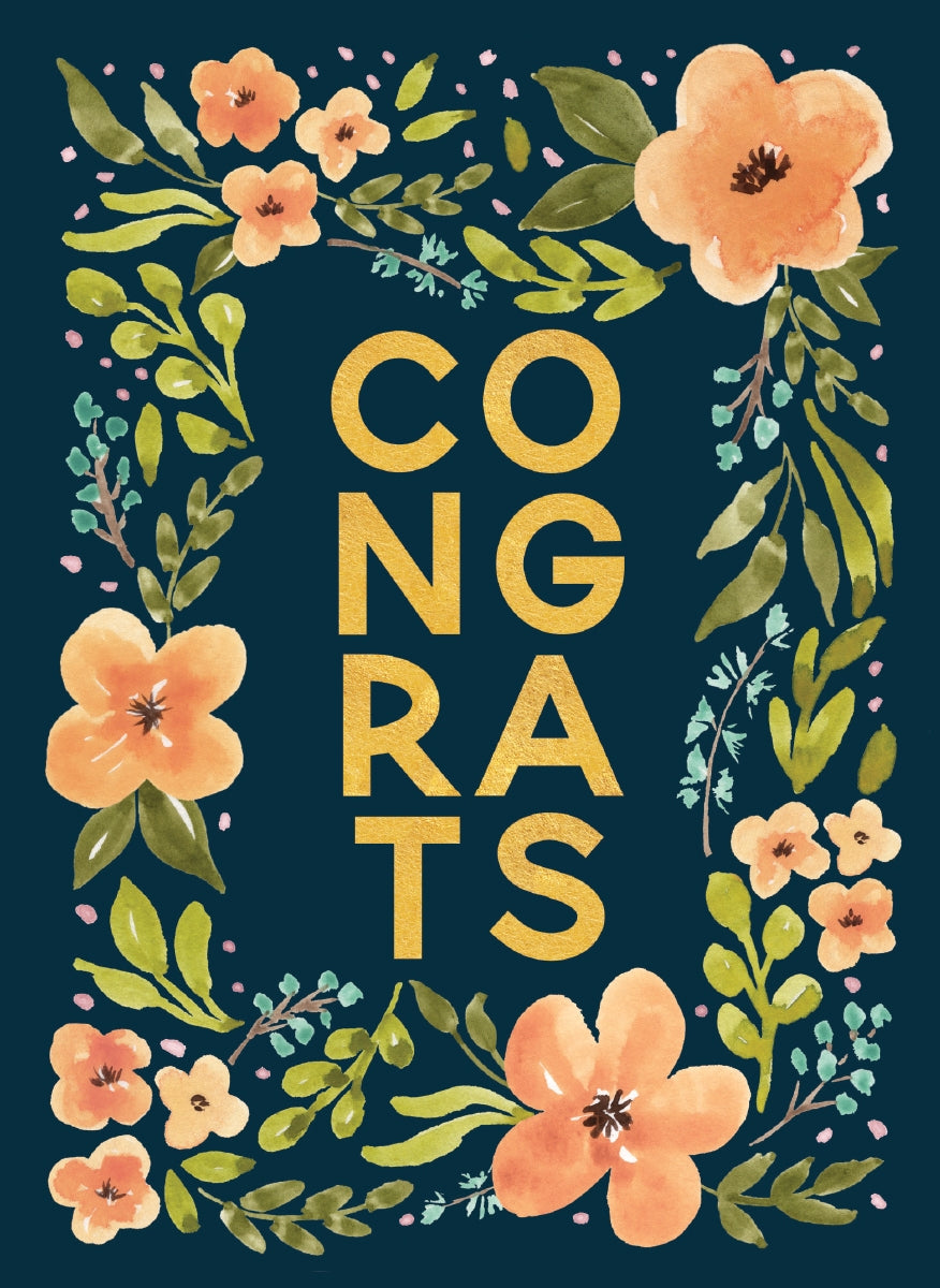 Orange Florals Congrats Card