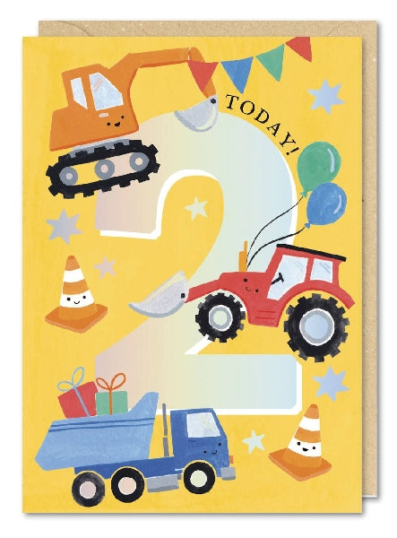 2nd Birthday Construction Age Birthday Card
