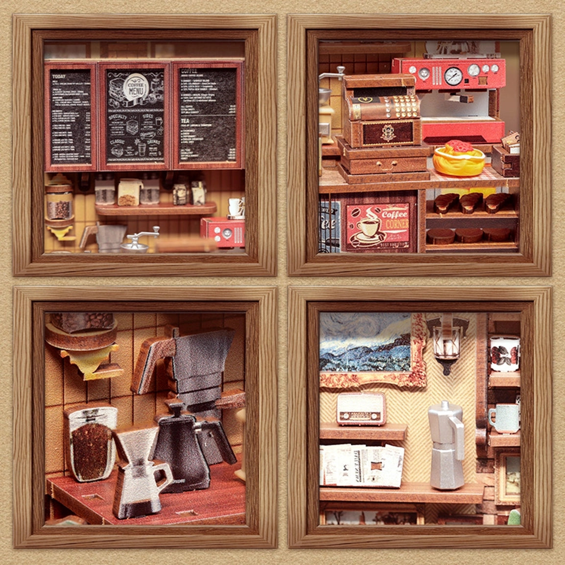 DIY Miniature Book Nook Kit | Corner Coffee Shop
