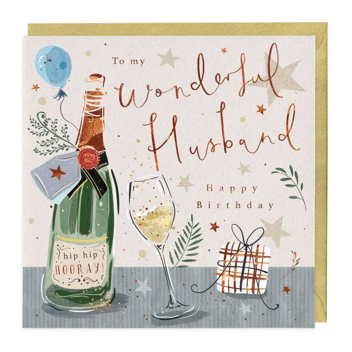 Husband Champagne Birthday Card