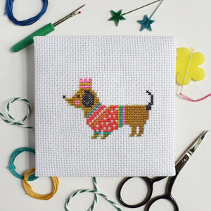 Dachshund Sweater Mini Cross Stitch Kit