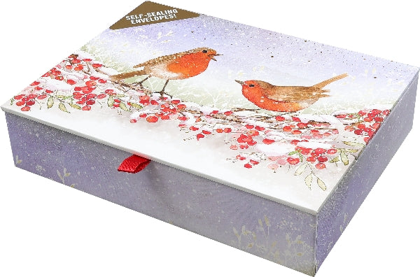 English Robins In Winter Boxed Holiday Cards | Set of 20