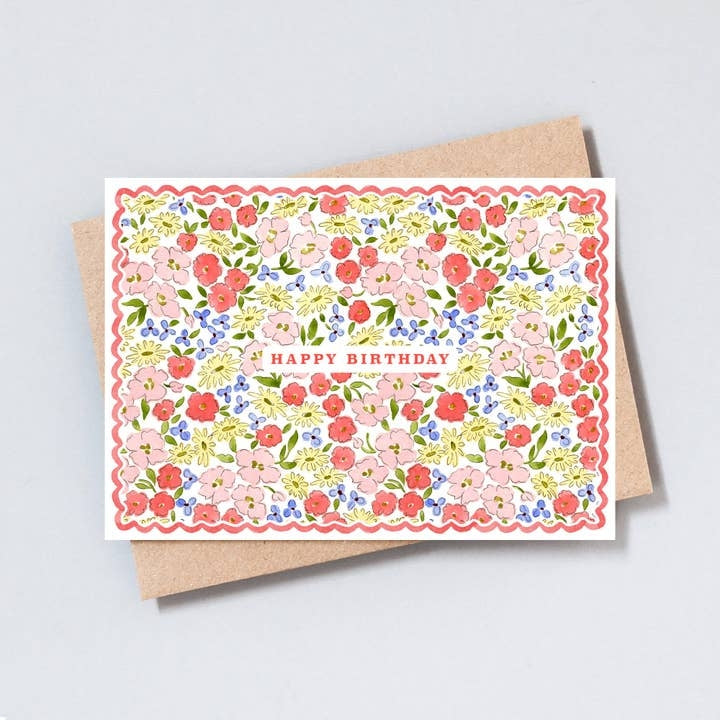 Pink Floral Birthday Card