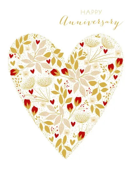 Floral Heart Anniversary Card