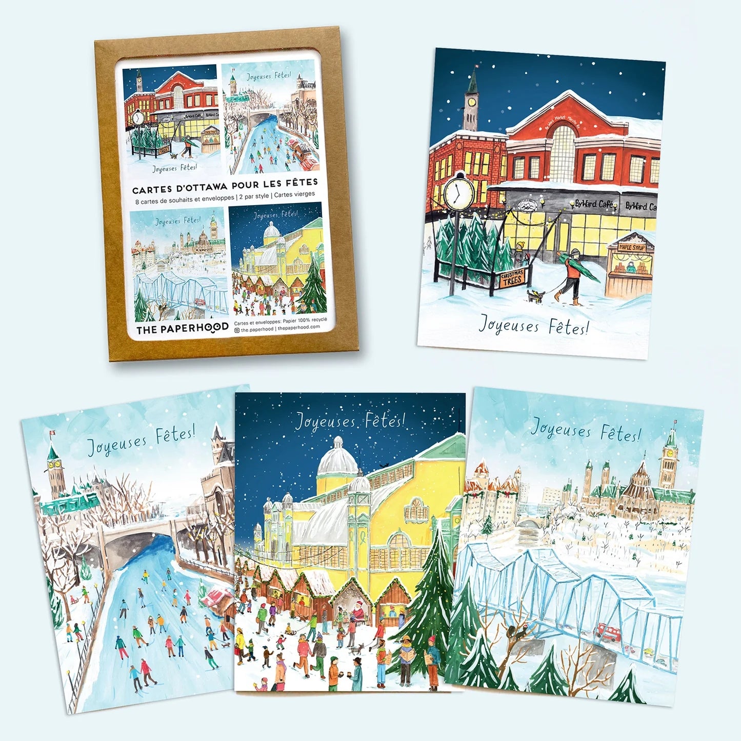 Assorted Boxed French Ottawa Holiday Cards | Set of 8