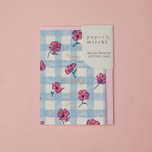 Gingham Pink Sorbet Birthday Card